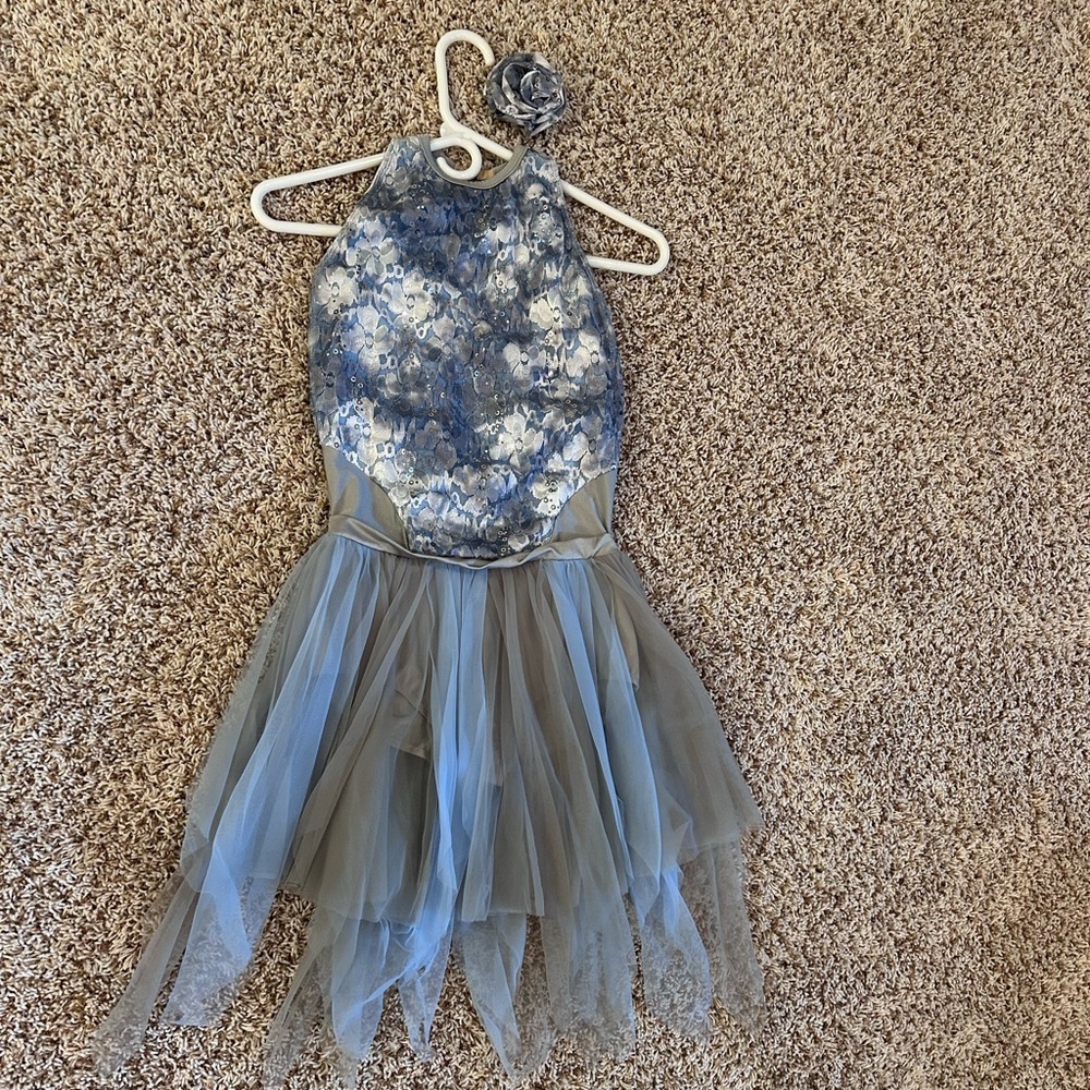 Revolution dancewear, lyrical, dusty blue dress, dance costume